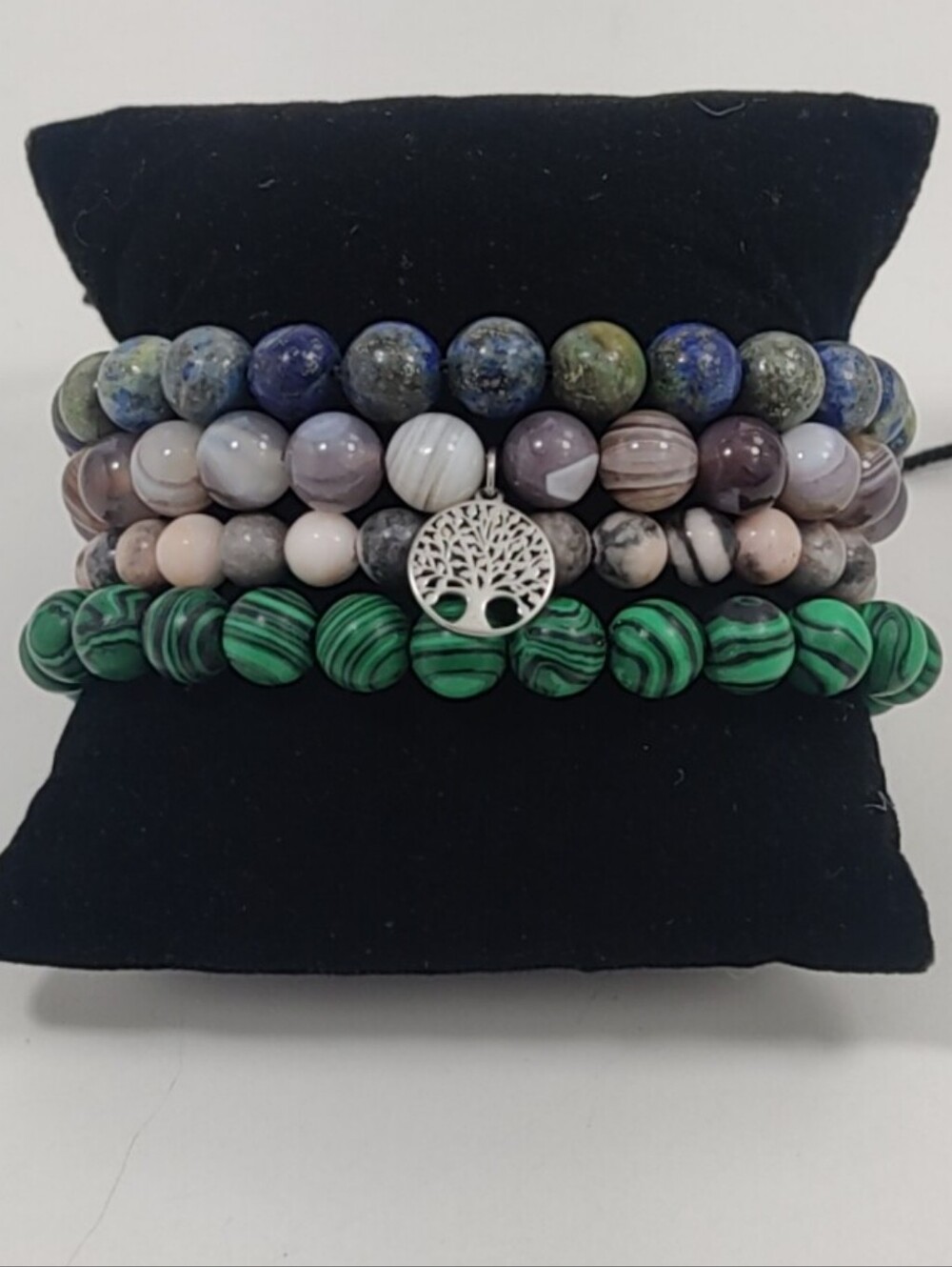 Genuine Gemstone Lapis Agate Jasper 925 Tree of Life Boho Bracelets